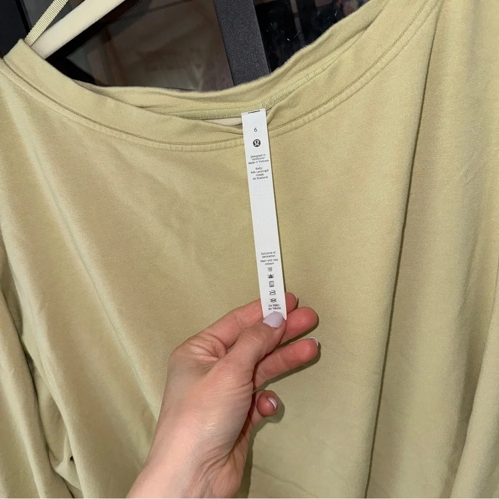 Lululemon Pleated Modal Fleece Pullover sweatshirt Dew Green boat neck